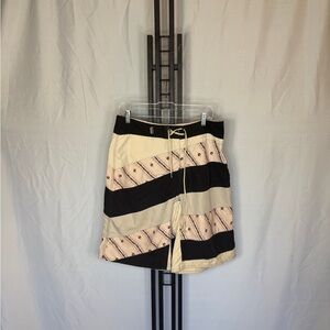 Reef Black and‎ Cream Striped Board Shorts